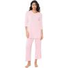 GYS Bamboo Viscose Capri Pajamas for Women Set, 3/4 Sleeve Long Shirts and Capri Pants Lounge Sets, Soft Sleepwear PJs Set(Pink)