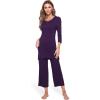 GYS Bamboo Viscose Capri Pajamas for Women Set, 3/4 Sleeve Long Shirts and Capri Pants Lounge Sets, Soft Sleepwear PJs Set(Purple)