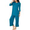 GYS Bamboo Viscose Capri Pajamas for Women Set, 3/4 Sleeve Long Shirts and Capri Pants Lounge Sets, Soft Sleepwear PJs Set(Teal Blue)