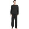 GYS Men’s Pajamas Set Soft Bamboo Viscose Long Sleeve Sleepwear and Long Pants 2 Piece Pjs Set Sleep Sets with Pockets(A-black)
