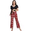 GYS Womens Bamboo Viscose Pajamas Set Super Soft Short Sleeve Top and Pants Pj Sleepwear Sets(Christmas Red)