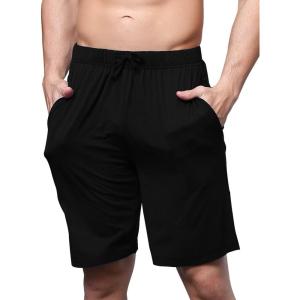 GYS Men’s Bamboo Viscose Shorts, Soft Pajama Shorts with Pockets, Moisture-Wicking Casual Shorts Loungewear Sleep Bottoms(Black)