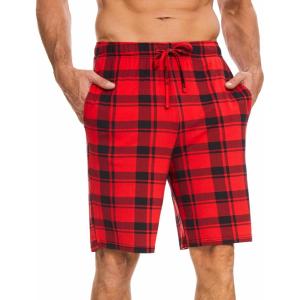 GYS Men’s Bamboo Viscose Shorts, Soft Pajama Shorts with Pockets, Moisture-Wicking Casual Shorts Loungewear Sleep Bottoms(Buffalo Plaid)