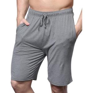 GYS Men’s Bamboo Viscose Shorts, Soft Pajama Shorts with Pockets, Moisture-Wicking Casual Shorts Loungewear Sleep Bottoms(Heather Grey)
