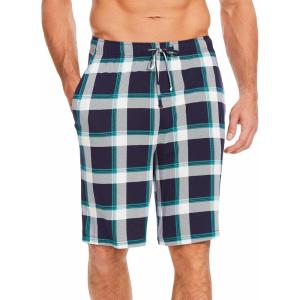 GYS Men’s Bamboo Viscose Shorts, Soft Pajama Shorts with Pockets, Moisture-Wicking Casual Shorts Loungewear Sleep Bottoms(Navy & Green Plaid)