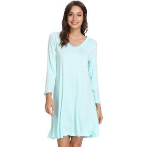 GYS Womens Bamboo Viscose Nightgown Super Soft Lightweight Night Shirts for Sleeping(Aqua Green)