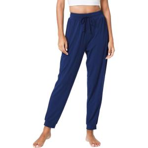 LazyCozy Bamboo Viscose Jogger Pajama Pants for Women Soft Lightweight Knit Sleep Pants with Pockets(Deep Blue)