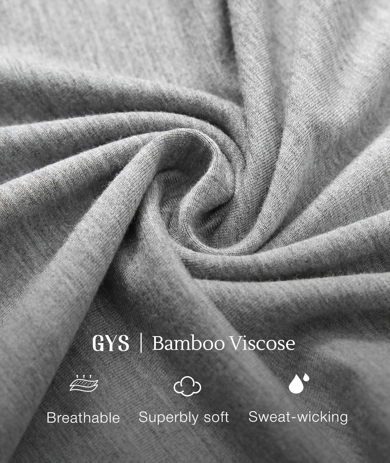 imageGYS Bamboo Viscose Womens Pajama Sets 2 Piece Soft Short Sleeve Shirt and Bermuda Shorts Pajamas Set Lounge SetsHeather Grey