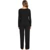 GYS Bamboo Viscose Pajamas Set for Women Crew Neck Long Sleeve Sleepwear Soft Loungewear Set(Black)