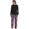 GYS Bamboo Viscose Pajamas Set for Women Crew Neck Long Sleeve Sleepwear Soft Loungewear Set(Black/Flowers)