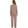 GYS Bamboo Viscose Pajamas Set for Women Crew Neck Long Sleeve Sleepwear Soft Loungewear Set(Camel)