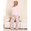 GYS Bamboo Viscose Pajamas Set for Women Crew Neck Long Sleeve Sleepwear Soft Loungewear Set(Pink/Flowers)