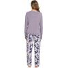 GYS Bamboo Viscose Pajamas Set for Women Crew Neck Long Sleeve Sleepwear Soft Loungewear Set(Violet/Plants)