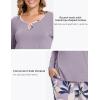 GYS Bamboo Viscose Pajamas Set for Women Crew Neck Long Sleeve Sleepwear Soft Loungewear Set(Violet/Plants)