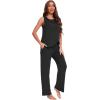 GYS Bamboo Viscose Pajamas for Women Set, Soft Tank and Drawstring Pants Lounge Sets, Sleeveless Lightweight Sleepwear Pj Set(Black)