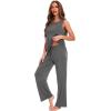 GYS Bamboo Viscose Pajamas for Women Set, Soft Tank and Drawstring Pants Lounge Sets, Sleeveless Lightweight Sleepwear Pj Set(Dark Heather Grey)