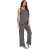 GYS Bamboo Viscose Pajamas for Women Set, Soft Tank and Drawstring Pants Lounge Sets, Sleeveless Lightweight Sleepwear Pj Set(Dark Heather Grey)