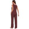 GYS Bamboo Viscose Pajamas for Women Set, Soft Tank and Drawstring Pants Lounge Sets, Sleeveless Lightweight Sleepwear Pj Set(Ficus Red)