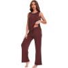 GYS Bamboo Viscose Pajamas for Women Set, Soft Tank and Drawstring Pants Lounge Sets, Sleeveless Lightweight Sleepwear Pj Set(Ficus Red)