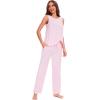 GYS Bamboo Viscose Pajamas for Women Set, Soft Tank and Drawstring Pants Lounge Sets, Sleeveless Lightweight Sleepwear Pj Set(Pink)