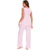 GYS Bamboo Viscose Pajamas for Women Set, Soft Tank and Drawstring Pants Lounge Sets, Sleeveless Lightweight Sleepwear Pj Set(Pink)