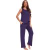 GYS Bamboo Viscose Pajamas for Women Set, Soft Tank and Drawstring Pants Lounge Sets, Sleeveless Lightweight Sleepwear Pj Set(Purple)