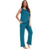 GYS Bamboo Viscose Pajamas for Women Set, Soft Tank and Drawstring Pants Lounge Sets, Sleeveless Lightweight Sleepwear Pj Set(Teal Blue)