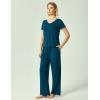 GYS Bamboo Viscose Pajamas for Women Short Sleeve Sleep Shirt and Wide Leg Pj Pants Sleepwear Set(Lyons Blue)