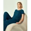 GYS Bamboo Viscose Pajamas for Women Short Sleeve Sleep Shirt and Wide Leg Pj Pants Sleepwear Set(Lyons Blue)