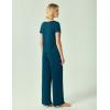 GYS Bamboo Viscose Pajamas for Women Short Sleeve Sleep Shirt and Wide Leg Pj Pants Sleepwear Set(Lyons Blue)