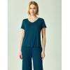 GYS Bamboo Viscose Pajamas for Women Short Sleeve Sleep Shirt and Wide Leg Pj Pants Sleepwear Set(Lyons Blue)