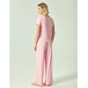 GYS Bamboo Viscose Pajamas for Women Short Sleeve Sleep Shirt and Wide Leg Pj Pants Sleepwear Set(Pink)