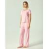 GYS Bamboo Viscose Pajamas for Women Short Sleeve Sleep Shirt and Wide Leg Pj Pants Sleepwear Set(Pink)