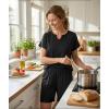 GYS Bamboo Viscose Womens Pajama Sets 2 Piece, Soft Short Sleeve Shirt and Bermuda Shorts Pajamas Set Lounge Sets(Black)