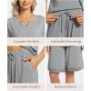 GYS Bamboo Viscose Womens Pajama Sets 2 Piece, Soft Short Sleeve Shirt and Bermuda Shorts Pajamas Set Lounge Sets(Heather Grey)