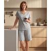 GYS Bamboo Viscose Womens Pajama Sets 2 Piece, Soft Short Sleeve Shirt and Bermuda Shorts Pajamas Set Lounge Sets(Heather Grey)