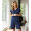 GYS Bamboo Viscose Womens Pajama Sets 2 Piece, Soft Short Sleeve Shirt and Bermuda Shorts Pajamas Set Lounge Sets(Navy)