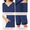 GYS Bamboo Viscose Womens Pajama Sets 2 Piece, Soft Short Sleeve Shirt and Bermuda Shorts Pajamas Set Lounge Sets(Navy)
