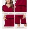 GYS Bamboo Viscose Womens Pajama Sets 2 Piece, Soft Short Sleeve Shirt and Bermuda Shorts Pajamas Set Lounge Sets(Wine)
