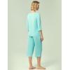 GYS Bamboo Viscose Women’s Pajama Sets 3/4 Sleeve Top and Capri Pants 2 Piece Sleep Set(Aqua)