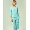 GYS Bamboo Viscose Women’s Pajama Sets 3/4 Sleeve Top and Capri Pants 2 Piece Sleep Set(Aqua)