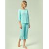 GYS Bamboo Viscose Women’s Pajama Sets 3/4 Sleeve Top and Capri Pants 2 Piece Sleep Set(Aqua)