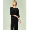 GYS Bamboo Viscose Women’s Pajama Sets 3/4 Sleeve Top and Capri Pants 2 Piece Sleep Set(Black)