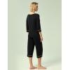 GYS Bamboo Viscose Women’s Pajama Sets 3/4 Sleeve Top and Capri Pants 2 Piece Sleep Set(Black)