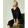GYS Bamboo Viscose Women’s Pajama Sets 3/4 Sleeve Top and Capri Pants 2 Piece Sleep Set(Black)