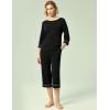 GYS Bamboo Viscose Women’s Pajama Sets 3/4 Sleeve Top and Capri Pants 2 Piece Sleep Set(Black)