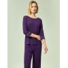 GYS Bamboo Viscose Women’s Pajama Sets 3/4 Sleeve Top and Capri Pants 2 Piece Sleep Set(Deep Purple)