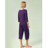 GYS Bamboo Viscose Women’s Pajama Sets 3/4 Sleeve Top and Capri Pants 2 Piece Sleep Set(Deep Purple)