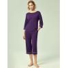GYS Bamboo Viscose Women’s Pajama Sets 3/4 Sleeve Top and Capri Pants 2 Piece Sleep Set(Deep Purple)