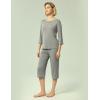 GYS Bamboo Viscose Women’s Pajama Sets 3/4 Sleeve Top and Capri Pants 2 Piece Sleep Set(Heather Grey)